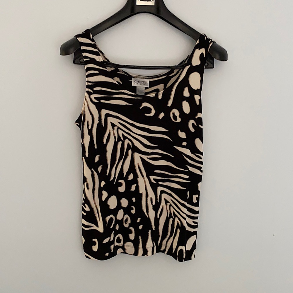 Animal print, black and cream. Chico’s tank.